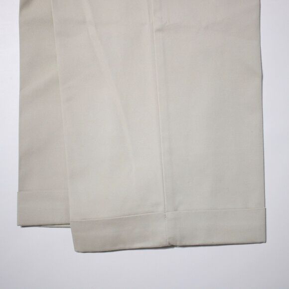 NWT Savane Elastic Comfort Waist Dress Khaki Pleat Cuff Pants Stone Men 40x32 - Picture 11 of 11
